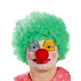 İthalat® Yeşil Renk Kıvırcık Afro Bonus Peruk Takma Saç Kırmızı Burun Seti