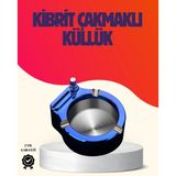 İthalat® Yuvarlak Metal Küllük Çakmak Entegreli Dayanıklı Yapı