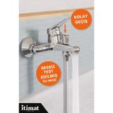 İtimat Banyo Bataryası, Pirinç Gövde, Krom Kaplama, Duvar Tipi, Duş Çıkışlı Musluk