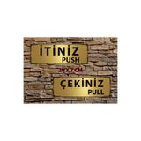 İtiniz Push / Çekiniz Pull Kapı Yön Tabelası – Metal Levha 7x20 cm | Gold Dekoratif Kapı Yazısı hbspmoduyari18