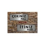 İtiniz Push / Çekiniz Pull Kapı Yön Tabelası – Metal Levha 7x20 cm | Gümüş Dekoratif Kapı Yazısı hbspmoduyari16