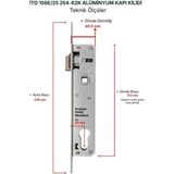 İto Kilit İto 156E 25 mm C60 Alüminyum Kapı Kilidi + 62 mm Silindir Kilit Göbeği Takımı - 1 Adet