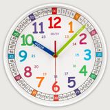 ITOOZYNN Sessiz Çocuk Duvar Saati, Çocuklar için Zaman Öğretim Saati, 25,8 cm Tik Takmayan Pille Çalışan Renkli Saat Çocuk Odası, Oyun Odası, Okul Sınıfı için. (Beyaz, 25,7 cm)