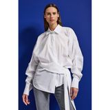 It's Basic 2kadın Beyaz W5 Oversize Kemer Detaylı Özel Kumaş Tasarım Gömlek - 36