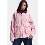 It's Basic Kadın 6W6-98 Oversize Velvet Kadife Kumaş Deri Detaylı Tasarım Ceket - M - L - Pembe