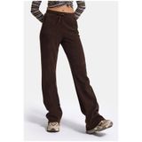 it's basic Kadın Acı Kahve w6-81 Flare Fit İnce Fitilli Esnek Velvet Kadife Kumaş Pantolon