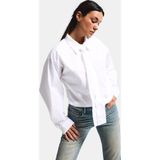 Its Basic Kadın Beyaz Oversize Kravat Detaylı Özel Tasarım Bol Kesim Gömlek