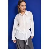 it's basic Kadın Beyaz w5 Oversize Kemer Detaylı Özel Kumaş Tasarım Gömlek