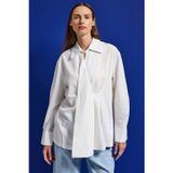 Its Basic Kadın Beyaz w5 Oversize Özel Pamuk Kumaş Tasarım Gömlek