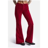 it's basic Kadın Bordo Flare Fit Pürüzsüz Dokulu Esnek Velvet Kadife Kumaş Pantolon