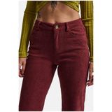 it's basic Kadın Bordo Flare Fit Velvet Kadife Kumaş Pantolon