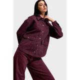 it's basic Kadın Bordo Oversize Parlak Taşlı Denim Ceket, S