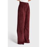 it's basic Kadın Bordo Palazzo Fit Pileli Velvet Pantolon, 38 Beden