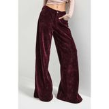 it's basic Kadın Bordo Palazzo Fit Velvet Kadife Kumaş Pantolon, 36 Beden