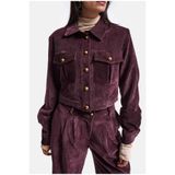 it's basic Kadın Bordo w6-52 Boxy Fit Pürüzsüz Velvet Kadife Kumaş Tasarım Ceket