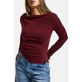 It's Basic Kadın Bordo%100 Pamuk Asimetrik Kesim Esnek Bluz Body, Tek Beden