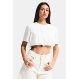 it's basic Kadın Crop Balon Fit T-Shirt, Kırık Beyaz, S Beden