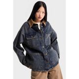 it's basic Kadın Denim Ceket, T.Kot Rengi, Oversize, Önü Düğmeli, Yaka Detaylı, 36 Beden