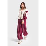 its basic Kadın Ekru Bordo Renk w5-35 Örme Kumaş Tasarım Alt Üst 2'li Kombin Eşofman Takım