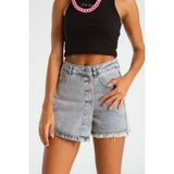 Its Basic Kadın Gri Renk Önü Düğmeli Denim Şort Etek - 42