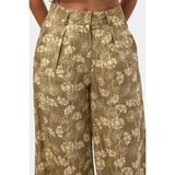 it's basic Kadın Haki Çiçekli s6-121 Palazzo Fit Tasarım Pantolon