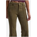 it's basic Kadın Haki Flare Fit Pürüzsüz Dokulu Esnek Velvet Kadife Kumaş Pantolon, M Beden