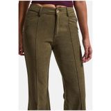 it's basic Kadın Haki Flare Fit Pürüzsüz Dokulu Esnek Velvet Kadife Kumaş Pantolon