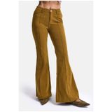 it's basic Kadın Haki Flare Fit Velvet Kadife Pantolon, S Beden