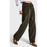 it's basic Kadın Haki Juniper 26w5-15 Skater Fit Fitilli Velvet Kadife Kumaş Pantolon