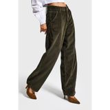 it's basic Kadın Haki Juniper Skater Fit Velvet Kadife Pantolon, 36 Beden