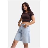 it's basic Kadın Ice 4s6-3 Midi Boy %100 Koton Relax Fit Denim Şort