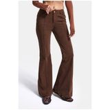 it's basic Kadın Kahve Flare Fit Pürüzsüz Dokulu Esnek Velvet Kadife Kumaş Pantolon