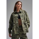 Its Basic Kadın Kamufulaj Renk Oversize Bol Kesim Tasarım Ceket - 34 - Kamuflaj