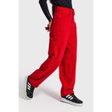 it's basic Kadın Kırmızı Skater Fit Velvet Kadife Kumaş Pantolon, 34 Beden