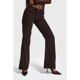 it's basic Kadın Koyu Kahverengi Midrise Flare Fit Kadife Pantolon, 34 Beden