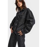 it's basic Kadın Koyu Kot Rengi 7w5-51 Oversize %100 Koton Denim Ceket