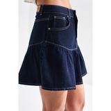 It's Basic Kadın Koyu Mavi Renk 1s5-50 Volanlı Süper Mini %100 Koton Denim Etek - 34