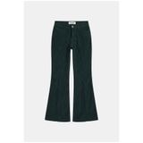 it's basic Kadın Koyu Yeşil Flare Fit Pürüzsüz Dokulu Esnek Velvet Kadife Kumaş Pantolon