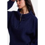 It's Basic Kadın Lacivert W6-56 Oversize Fermuarlı Triko Kazak - M - L