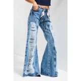 it's basic Kadın Mavi Flare Fit Yırtık ve Fular Detaylı Denim Jean, L