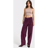 its basic Kadın Mor Renk 26w5-111 Skater Fit Esnek Kumaş İnce Fitilli Velvet Kadife Kumaş Pantolon