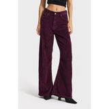 it's basic Kadın Mor Velvet Pantolon, Straight Fit, Yüksek Bel, 34 Beden