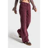 it's basic Kadın Mürdüm Renk Midrise Flare Fit Velvet Pantolon, 34 Beden
