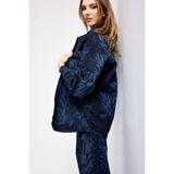 it's basic Kadın Oversize Denim Ceket, Koyu Kot Rengi, Parlak Taş Desen Detaylı, S Beden