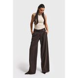 it's basic Kadın Palazzo Fit Pileli Pantolon, Acı Kahve, XS