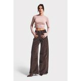 it's basic Kadın Palazzo Fit Velvet Pantolon, Kahverengi, 34 Beden