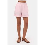 it's basic Kadın Pembe 6s6-98 Mom Relax Fit Organik Keten Kumaş Şort