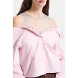 It's Basic Kadın Pembe Oversize Tül Dantelli Özel Tasarım Gömlek