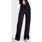 its basic Kadın Siyah Renk 1w5-1 Esnek Likralı Kumaş Wide Leg Fit İç boy 80cm Denim Jean