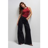 it's basic Kadın Siyah Renk Hera 1w41 Palazzo Fit Bol Kesim Denim Jean